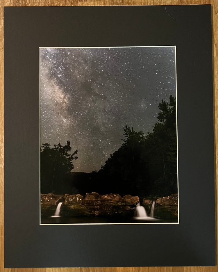 Milky Way Over Kings River Falls Matted Print