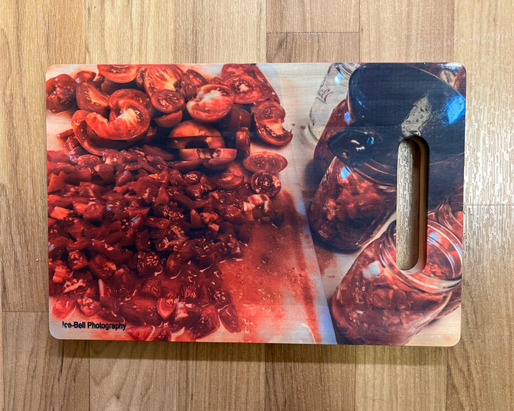 Wood Cutting Board - Diced Tomato Canning
