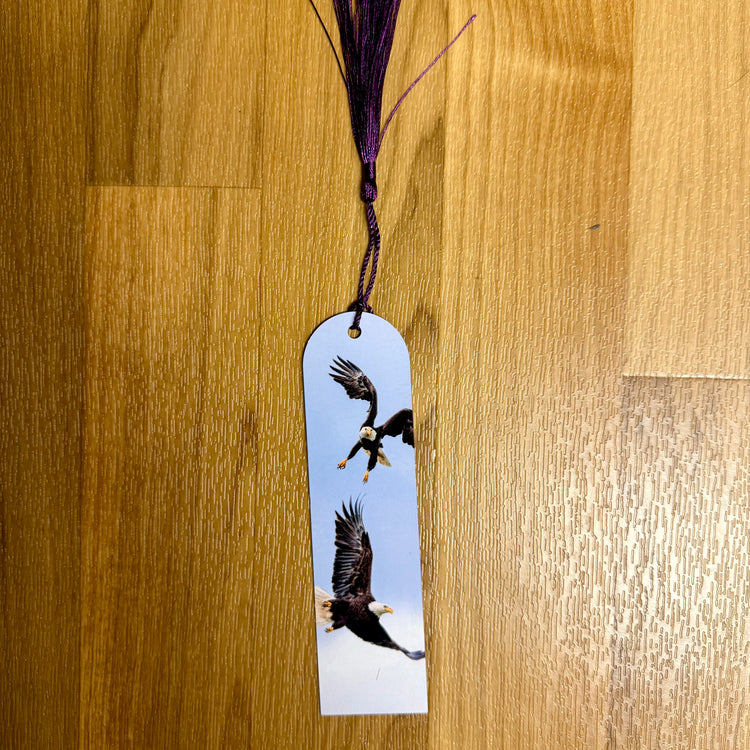Two Bald Eagles Flying Metal Bookmark