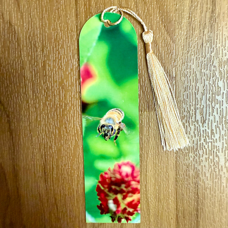 Bee Flying in Clover Metal Bookmark