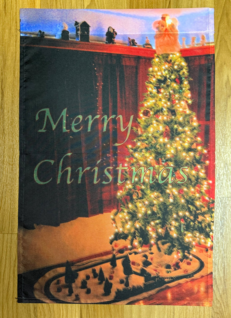 Merry Christmas Train Garden Flag