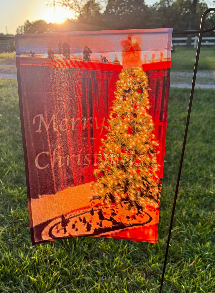 Merry Christmas Train Garden Flag