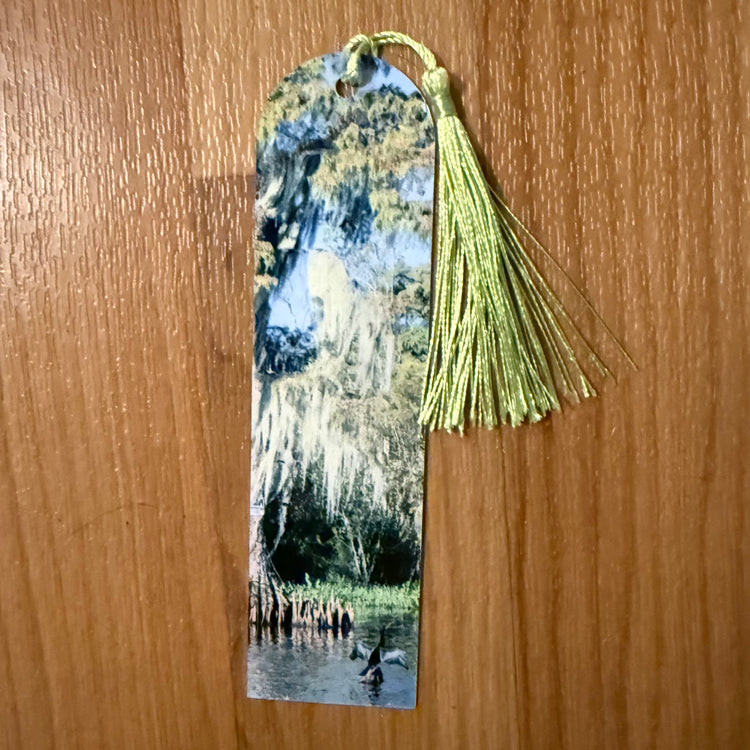 Snake Bird and Cyprus Tree Metal Bookmark