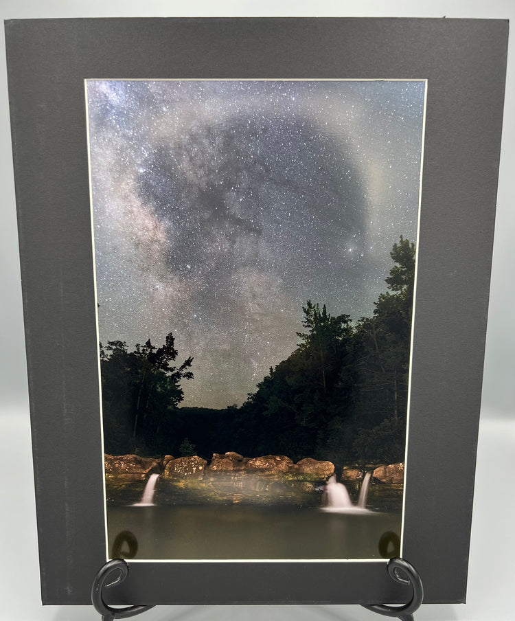 Milky Way Over Kings River Falls Matted Print