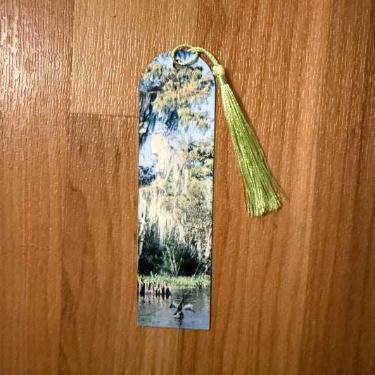 Snake Bird and Cyprus Tree Metal Bookmark