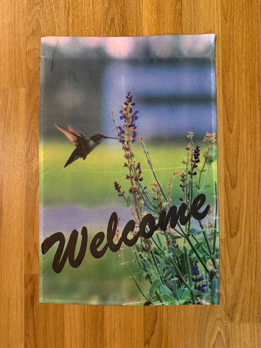 Hummingbird Welcome Garden Flag