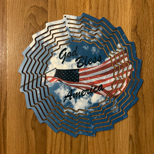 Wind Spinner Patriotic God Bless America