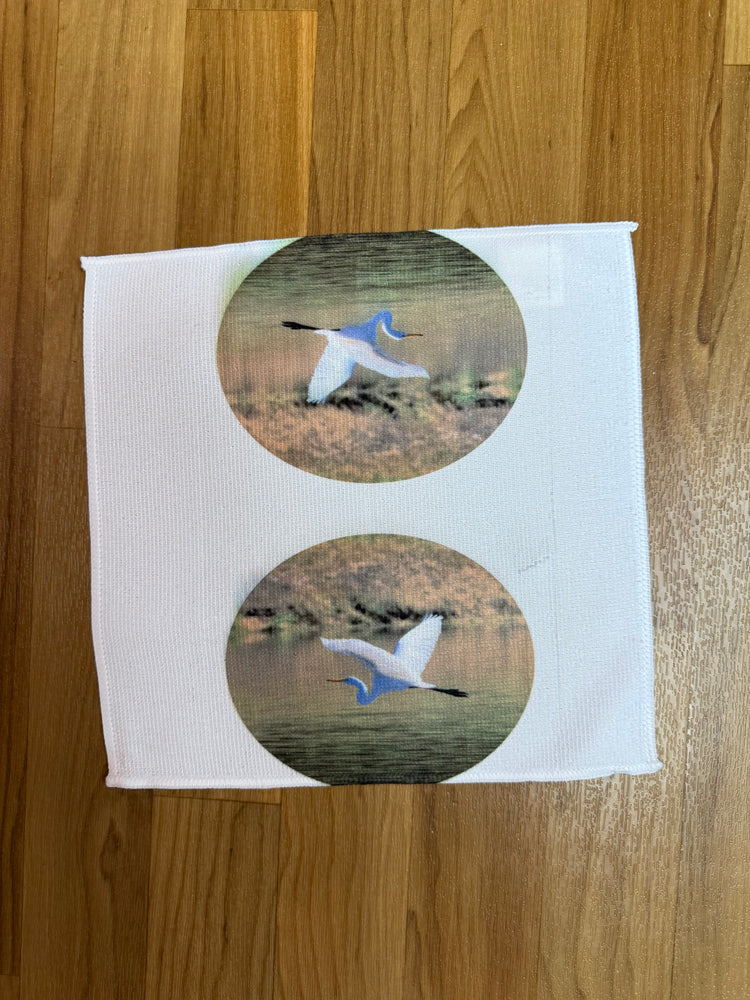 Great Egret in Flight Microfiber Washcloth