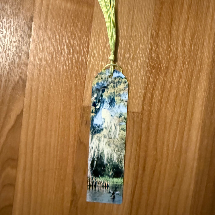 Snake Bird and Cyprus Tree Metal Bookmark