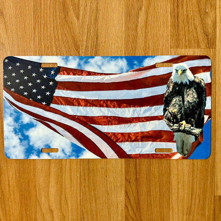 License Plate - Bald Eagle with Flag