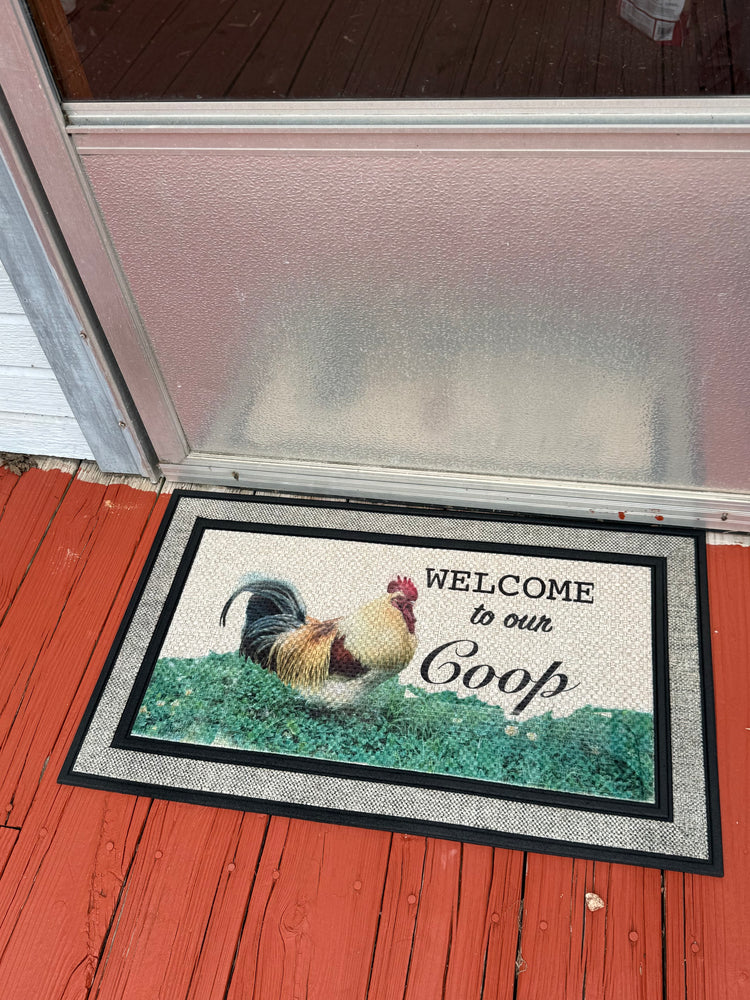 Welcome Coop Rooster Door Mat
