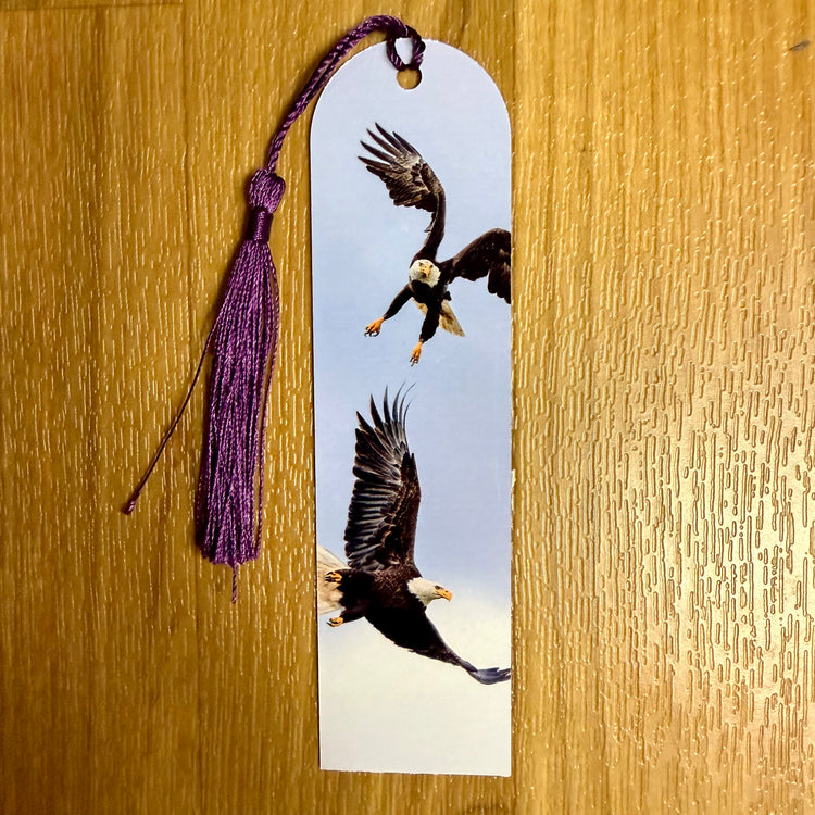 Two Bald Eagles Flying Metal Bookmark