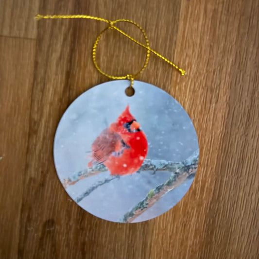 Ornament Cardinal in Heavy Snow