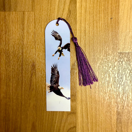 Two Bald Eagles Flying Metal Bookmark