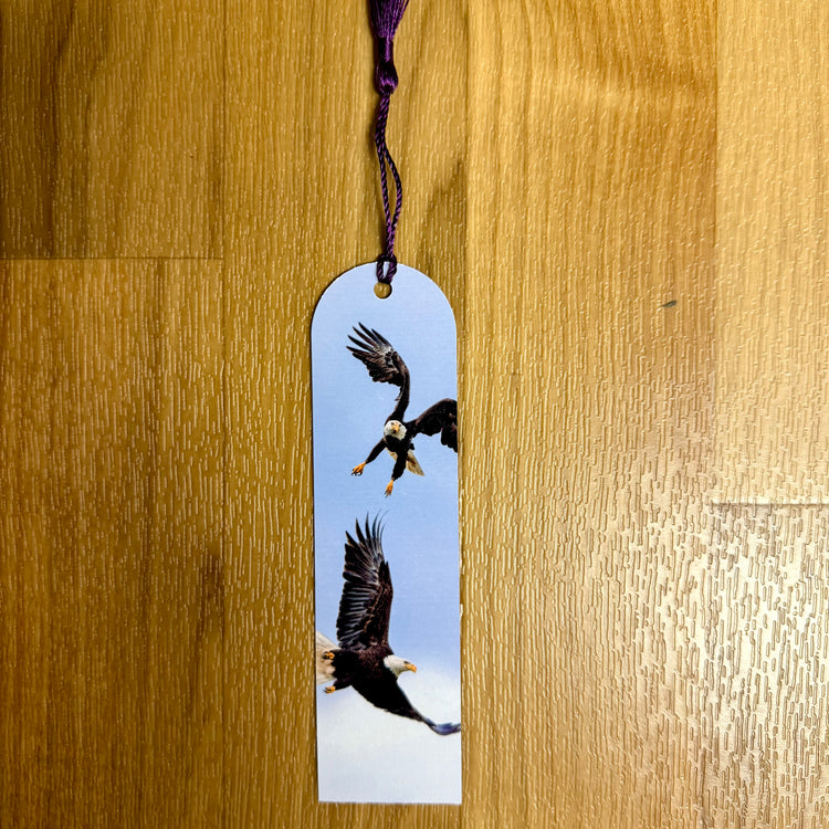 Two Bald Eagles Flying Metal Bookmark