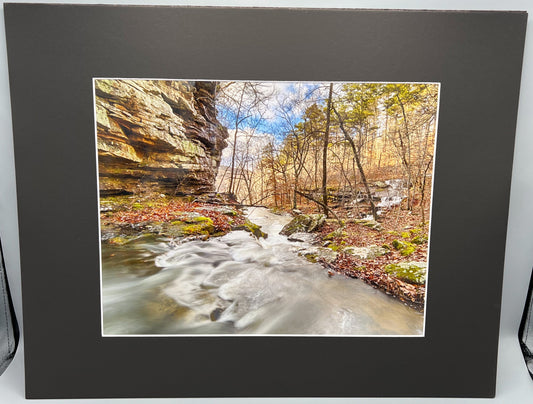 Flow Below Magnolia Falls Matted Print