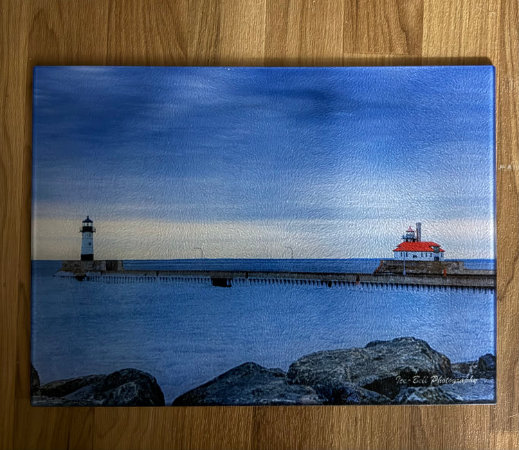 Glass Cutting Board - Duluth MN Lighthouses