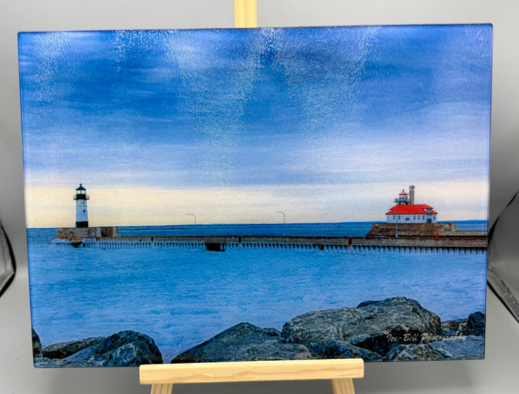 Glass Cutting Board - Duluth MN Lighthouses