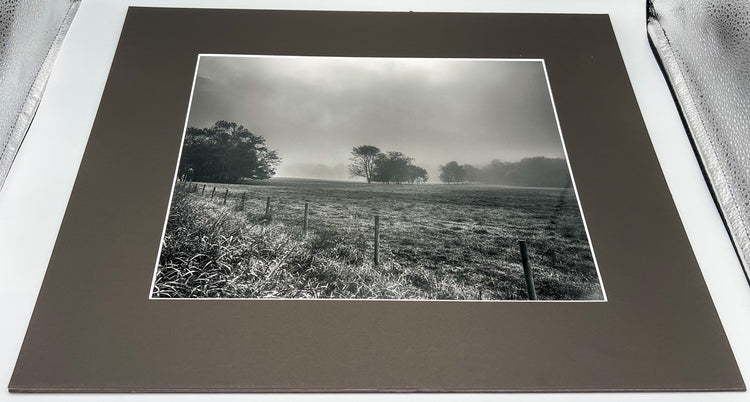 B&W Boxley Valley Morning Fog Matted Print