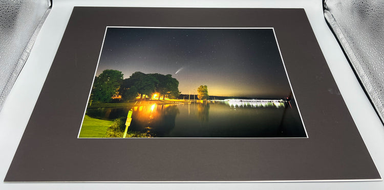 Neowise Over Bull Shoals Lake Matted Print