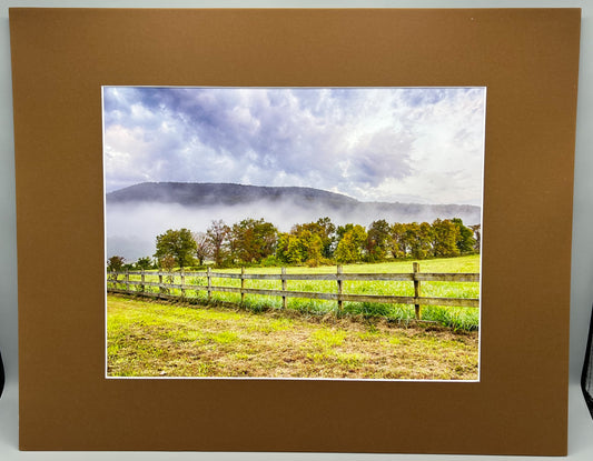 Early Morning Fog Boxley Valley Matted Print
